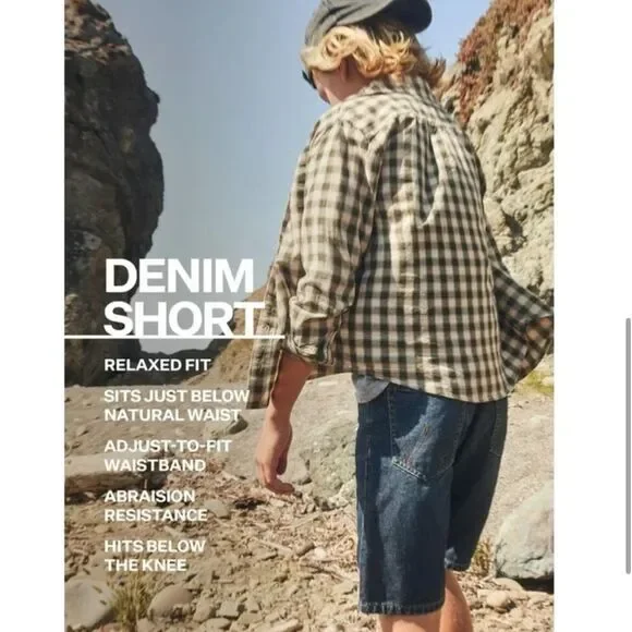 Wrangler Boys Dark Blue Denim Jean Shorts Adjustable Waist - Picture 5 of 8